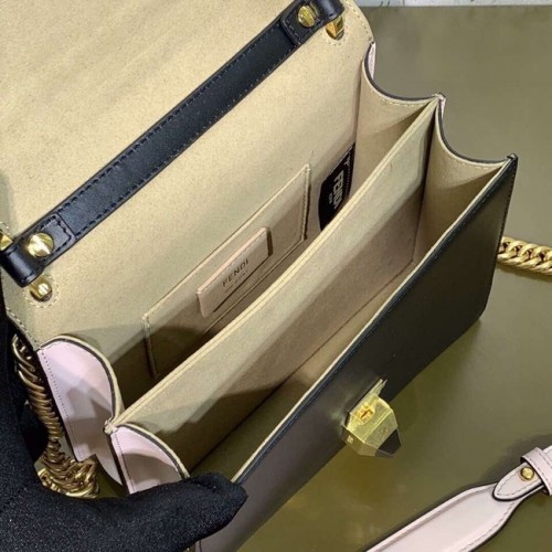 Fendi KAN I SMALL Borsa mini in pelle rossa 8M0381 nera