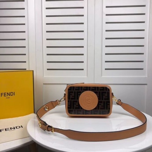 Fendi MINI CAMERA CASE Borsa in tela multicolor 8BF097 albicocca
