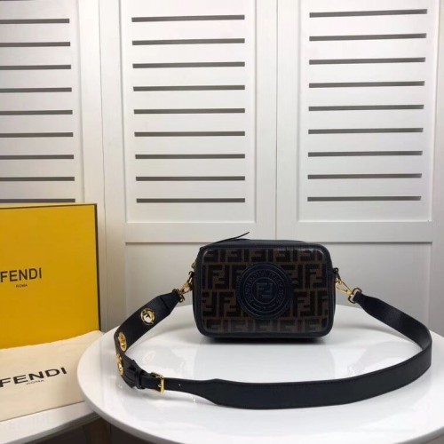 Fendi MINI CAMERA CASE Borsa in tela multicolor 8BF097 nera