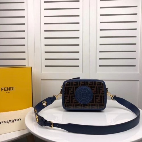 Fendi MINI CAMERA CASE Borsa in tela multicolor 8BF097 blu