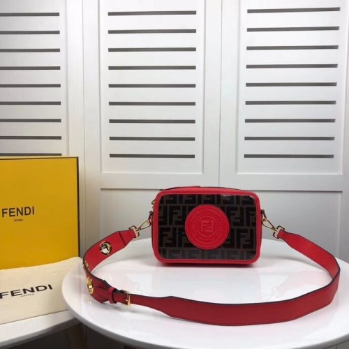 Fendi MINI CAMERA CASE Borsa in tela multicolor 8BF097 rossa