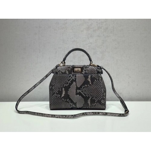 Fendi MINI PEEKABOO Borsa a mano pytho grigio asfalto 8BN244K