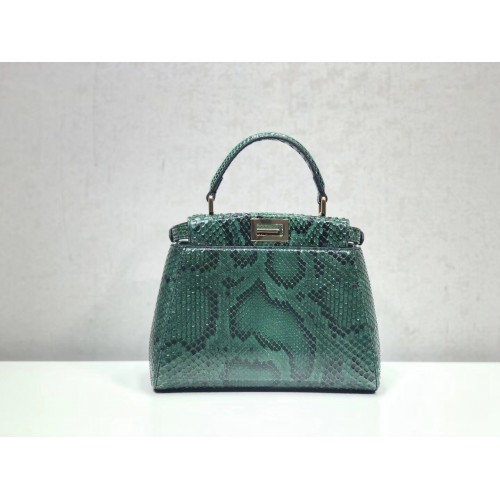 Fendi MINI PEEKABOO Borsa a mano pitone 8BN244K verde