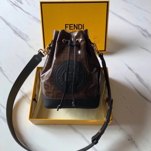Borsa Fendi MON TRESOR in tessuto multicolor 8BT298 nera