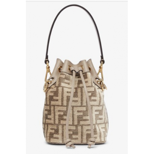 Minibag Fendi Mon Tresor in tessuto tapestry tortora 8BS010A