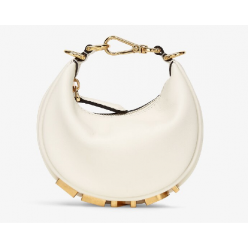 Fendi Nano Fendigraphy Ciondolo in pelle bianca 7AS089A