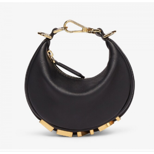 Ciondolo Fendi Nano Fendigraphy in pelle nera 7AS089A