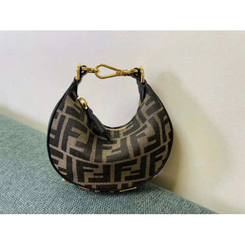 Charm per borsa in tessuto Fendi Nano Fendigraphy 8BR5527 marrone