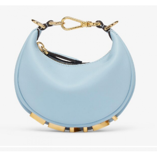 Ciondolo Fendi Nano Fendigraphy in pelle azzurra 7AS089A