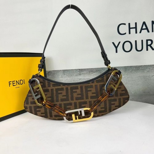 Fendi O Lock Swing Marsupio in pelle verde menta 8BS068A marrone
