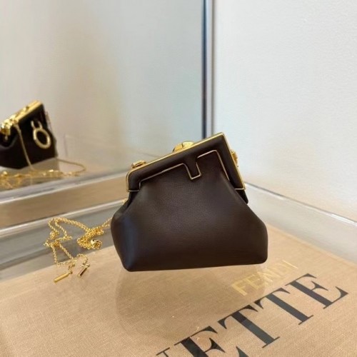 Mini pochette in pelle originale Fendi 56831 Marrone scuro