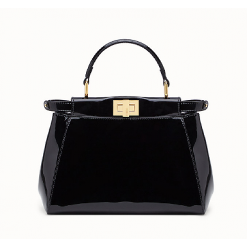 Fendi PEEKABOO ICONIC MINI Borsa in vernice nera 8BN244