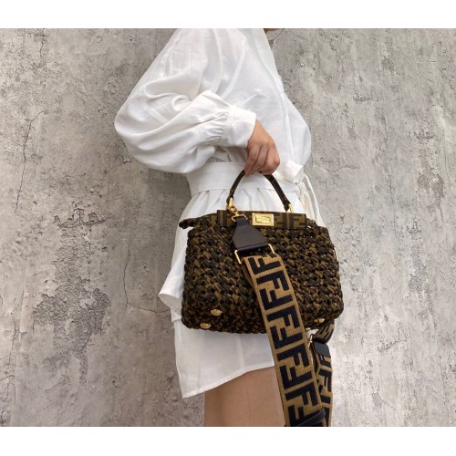 Borsa Fendi PEEKABOO ISEEU Weave F4587 Verde