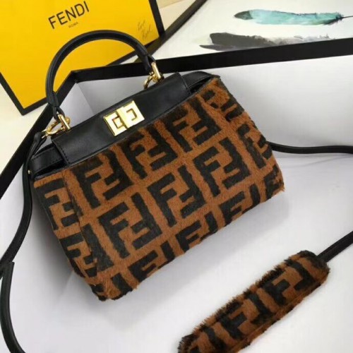 Fendi PEEKABOO REGULAR Crine di cavallo F3302 Nero