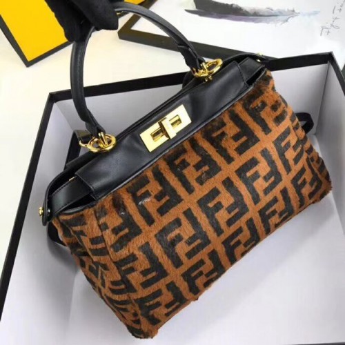 Fendi PEEKABOO REGULAR Crine di cavallo F3303 Nero