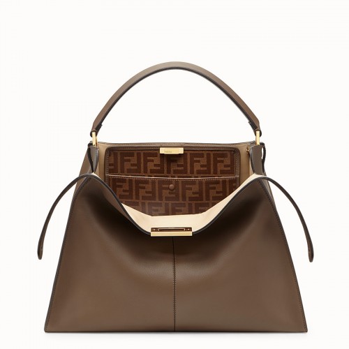Fendi PEEKABOO X-LITE Borsa in pelle marrone 8BN304A
