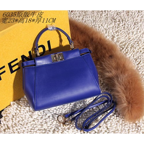 Borsa Fendi Peekaboo Pelle Liscia FD6035 Blu