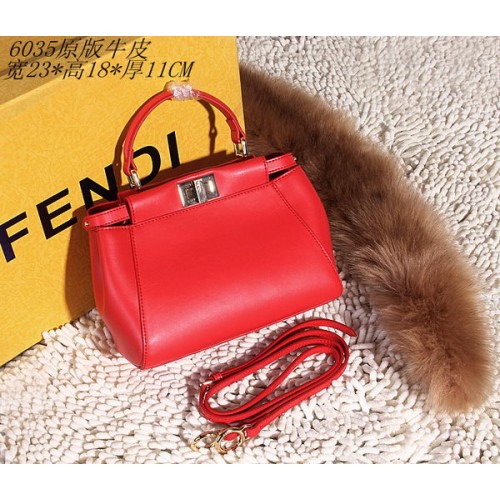 Borsa Fendi Peekaboo Pelle Liscia FD6035 Rossa