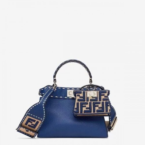Fendi Peekaboo ISeeU Borsa piccola in pelle F8636 blu