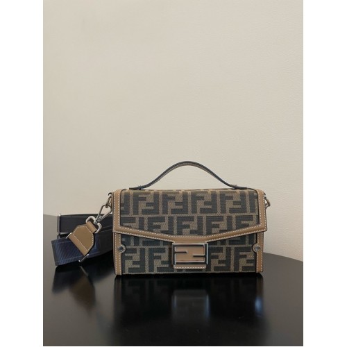 Bauletto Fendi Small in tessuto tapestry tortora 8BS5568A