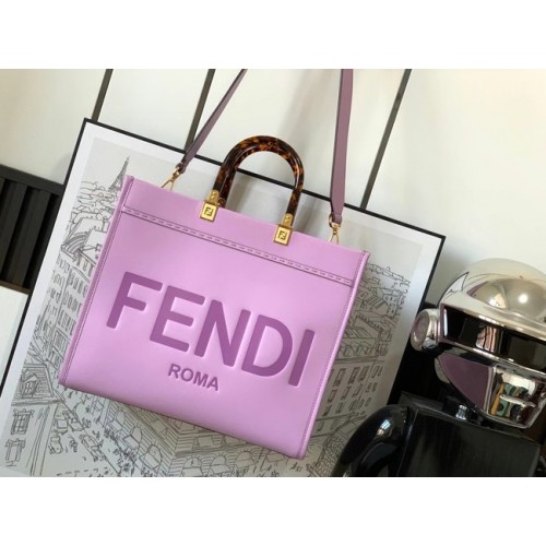 Borsa shopper Fendi Sunshine media in pelle 8BH386A Lavanda