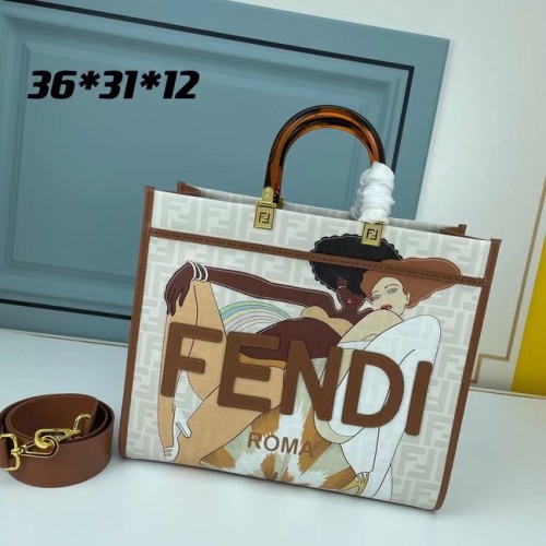 Borsa shopping Fendi in tessuto con stampa Graffiti 0002