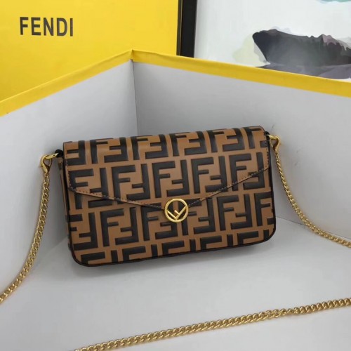 Fendi PORTAFOGLIO CON CATENA CON POCHETTE minibag in pelle 8BS032 albicocca
