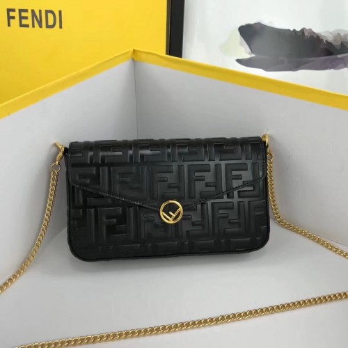 Fendi PORTAFOGLIO CON CATENA CON SACCHETTI mini borsa in pelle 8BS032 nera