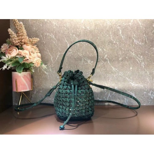 Borsa mini Fendi Weave MON TRESOR 8BS010A3 verde nerastro