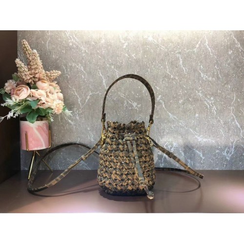 Borsa mini Fendi Weave MON TRESOR 8BS010A3 marrone