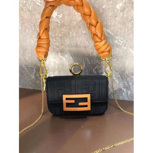 Borsa Fendi mini BAGUETTE in cotone F6550 nera