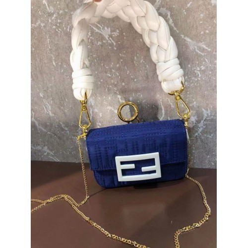 Borsa Fendi mini BAGUETTE in cotone F6550 blu