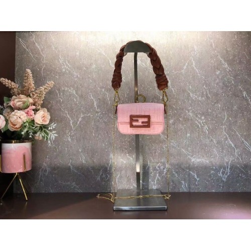 Borsa Fendi mini BAGUETTE in cotone F6550 rosa