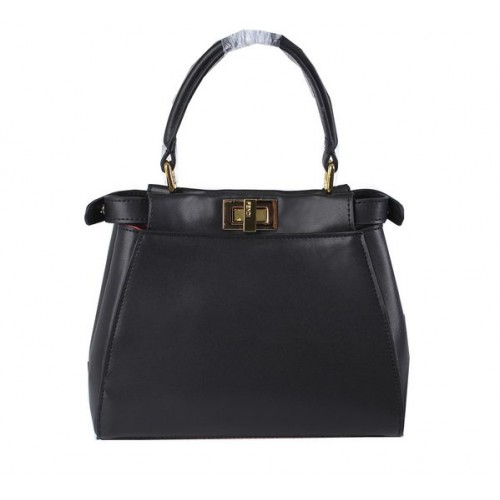 Borsa Fendi mini Peekaboo in pelle di vitello FD8838 nera