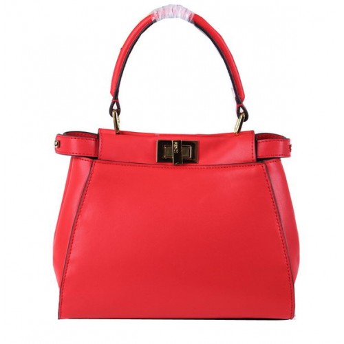 Borsa Fendi mini Peekaboo in pelle di vitello FD8838 rossa