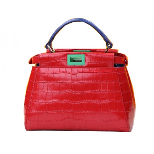 Borsa Fendi mini Peekaboo Pelle Cocco F520885 Rossa
