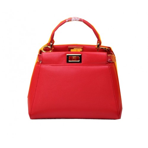 Borsa Fendi mini Peekaboo in pelle di montone F520885 rossa