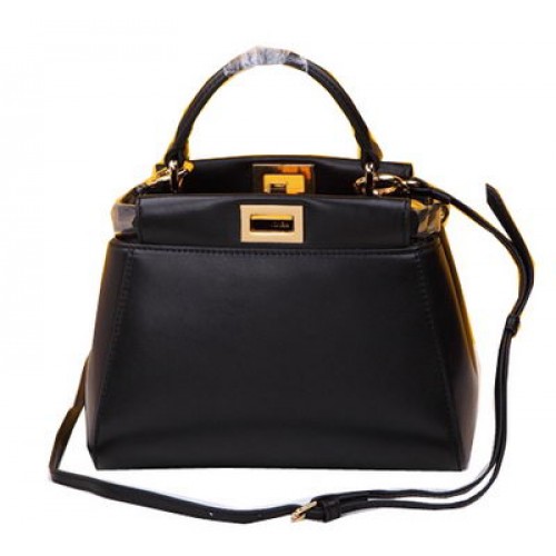 Borsa Fendi mini Peekaboo in pelle di montone FD520885 nera