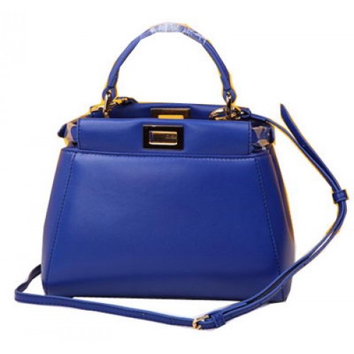 Borsa Fendi mini Peekaboo in pelle di montone FD520885 blu