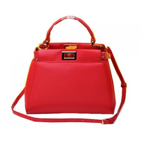 Borsa Fendi mini Peekaboo in pelle di montone FD520885 rossa