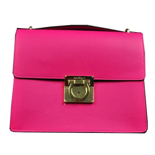 Borsa a Spalla Media in Pelle di Vitello Ferragamo SF0614 Rosa