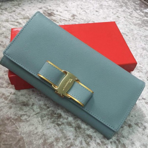 Ferragamo Portafoglio Continental Pelle Di Vitello SF30200 SkyBlue