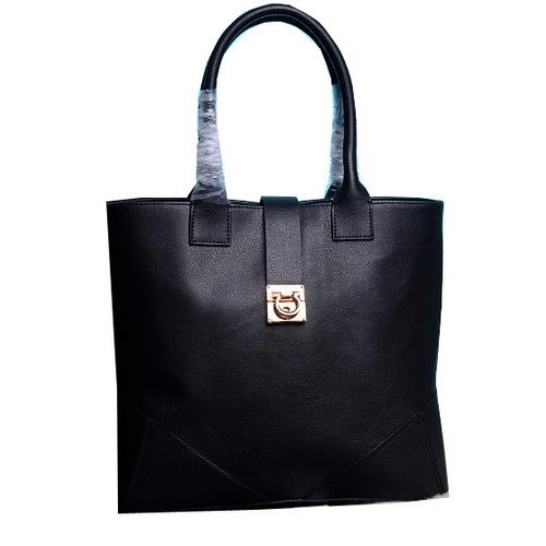 Borsa tote media Ferragamo in pelle di vitello 13725 nera