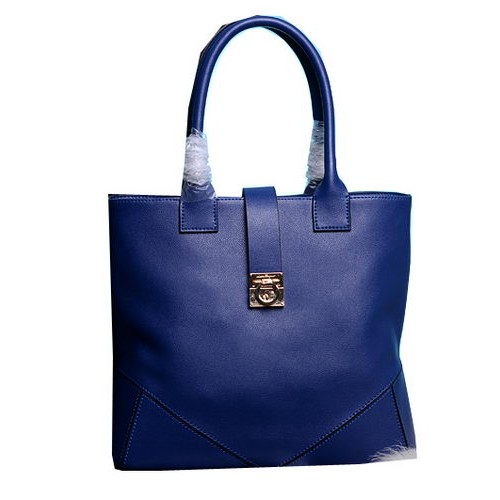 Borsa tote media Ferragamo Pelle di vitello 13725 Blu
