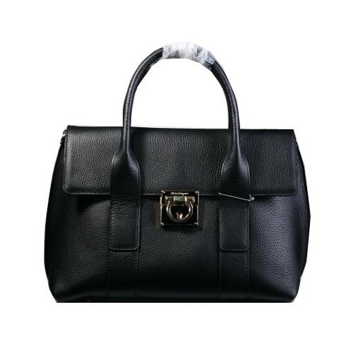 Borsa tote media Ferragamo in pelle di vitello 21D941 nera