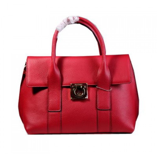 Borsa tote media Ferragamo in pelle di vitello 21D941 rossa