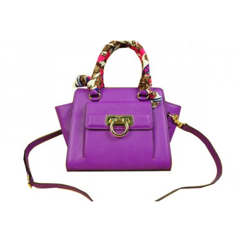 Borsa tote a spalla in morbida pelle di vitello Ferragamo SF8815 Lavanda