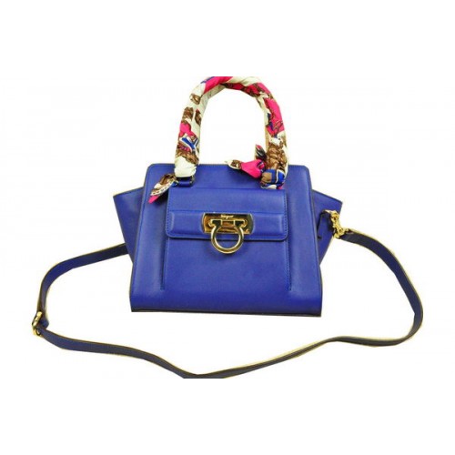 Borsa tote a spalla in morbida pelle di vitello Ferragamo SF8815 Royal