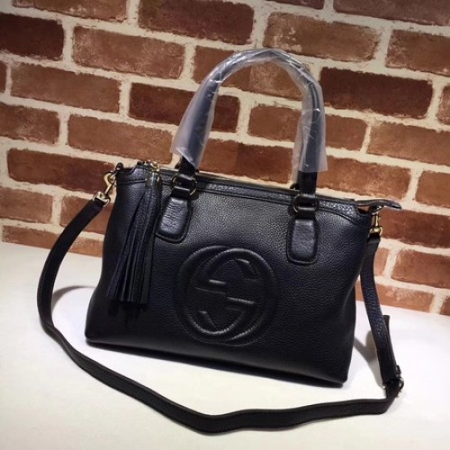 Borsa con manico superiore Soho in pelle di vitello Gucci 308362 nera