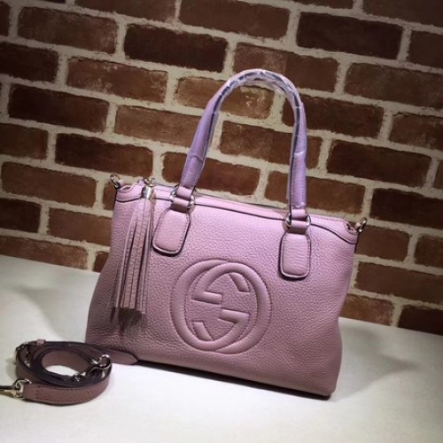 Borsa con manico superiore Soho in pelle di vitello Gucci 308362 Rosa